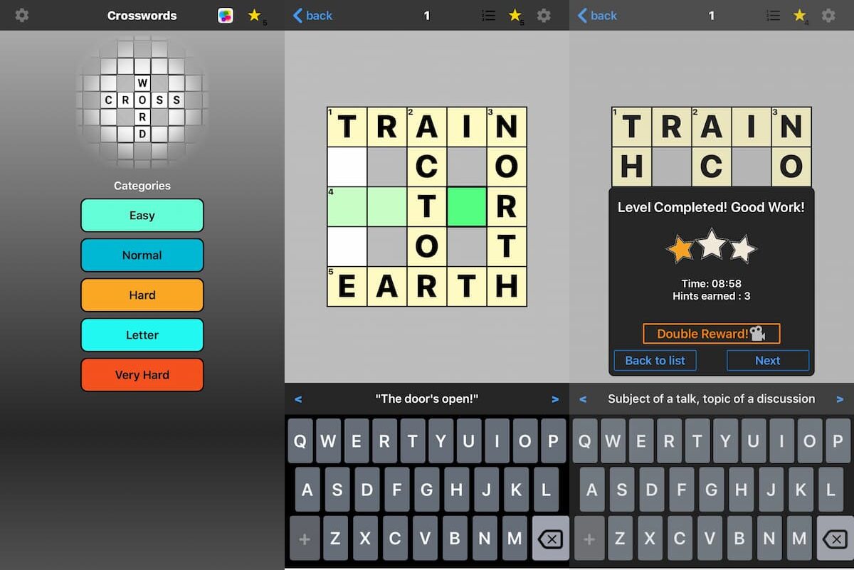 English Crossword puzzle　プレイ中